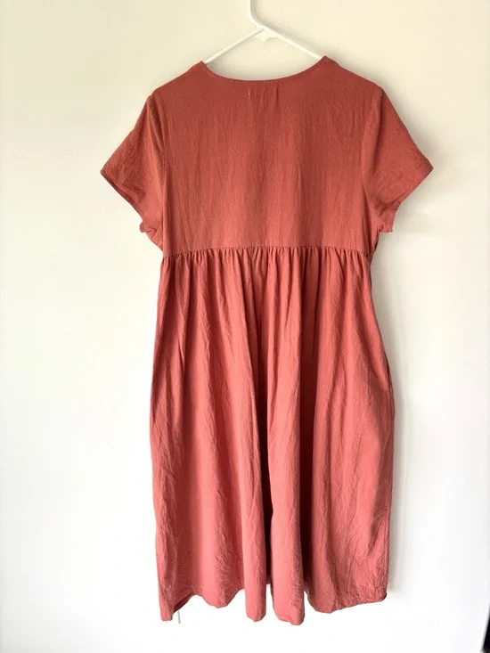 Natural Life Avery Midi Dress Button Front Rust Pink Boho Flowy Cottagecore - Picture 10 of 11